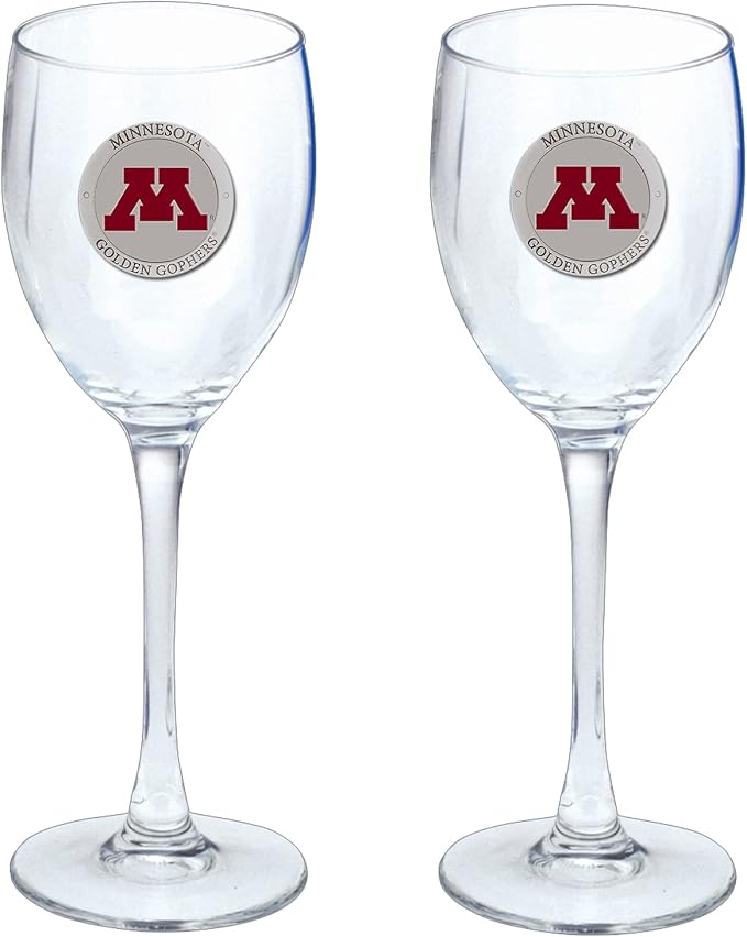 Heritage Pewter Minnesota Glass Water Goblets – Set of 2 | 12 OZ Goblet Glasses | Expertly Crafted Pewter Glass