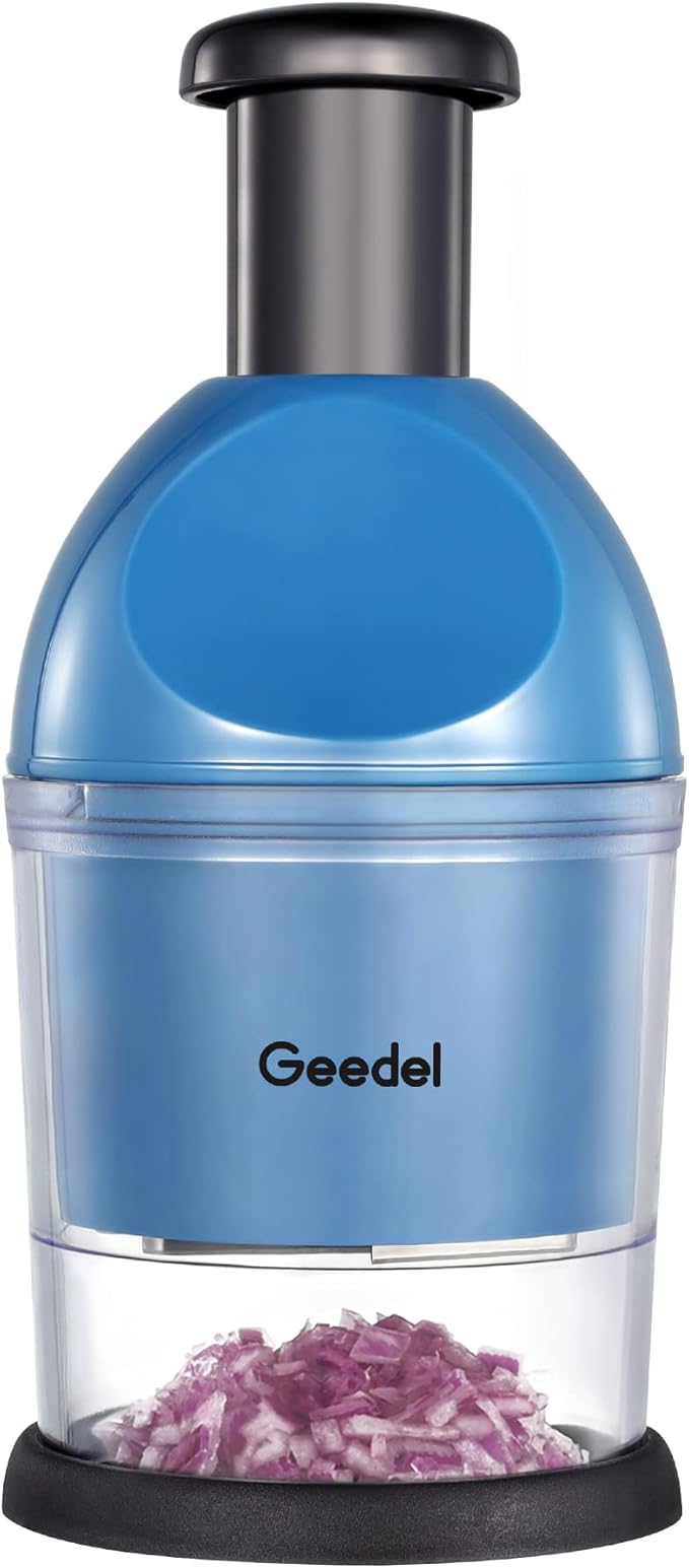 Geedel Food Chopper, Easy to Clean Manual Hand Vegetable Chopper Dicer, Dishwasher Safe Slap Onion Chopper for Veggies Onions Garlic Nuts Salads