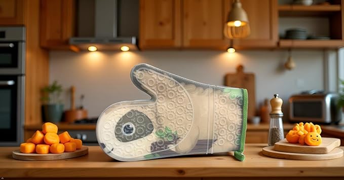 Sloth Oven Mitt Silicone Heat Resistant Glove - Chillin' Charlie Funny Animal Kitchen Accessories for Baking, Cooking & Gifts - Cute Sloth Kitchen Gadget with Fabric Lining
