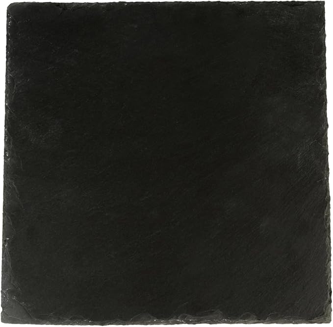 Restaurantware Slate Serving Tray 1 Pack of 10 x 10" Foam Feet Charcuterie Stone Plate Rustic Edges Freezable Black Square Serving Display Cheese Board for Kitchen, Gourmet, Dining, Parties