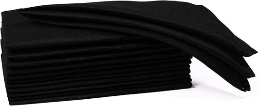 Ramanta Home Set of 12 Polyester Cloth Napkins 18x18 Inches - Washable Dinner Napkins with Hemmed Edges for Weddings, Thanksgiving, Hotel - Soft Durable Table Linen for Parties or Everyday Use - Black