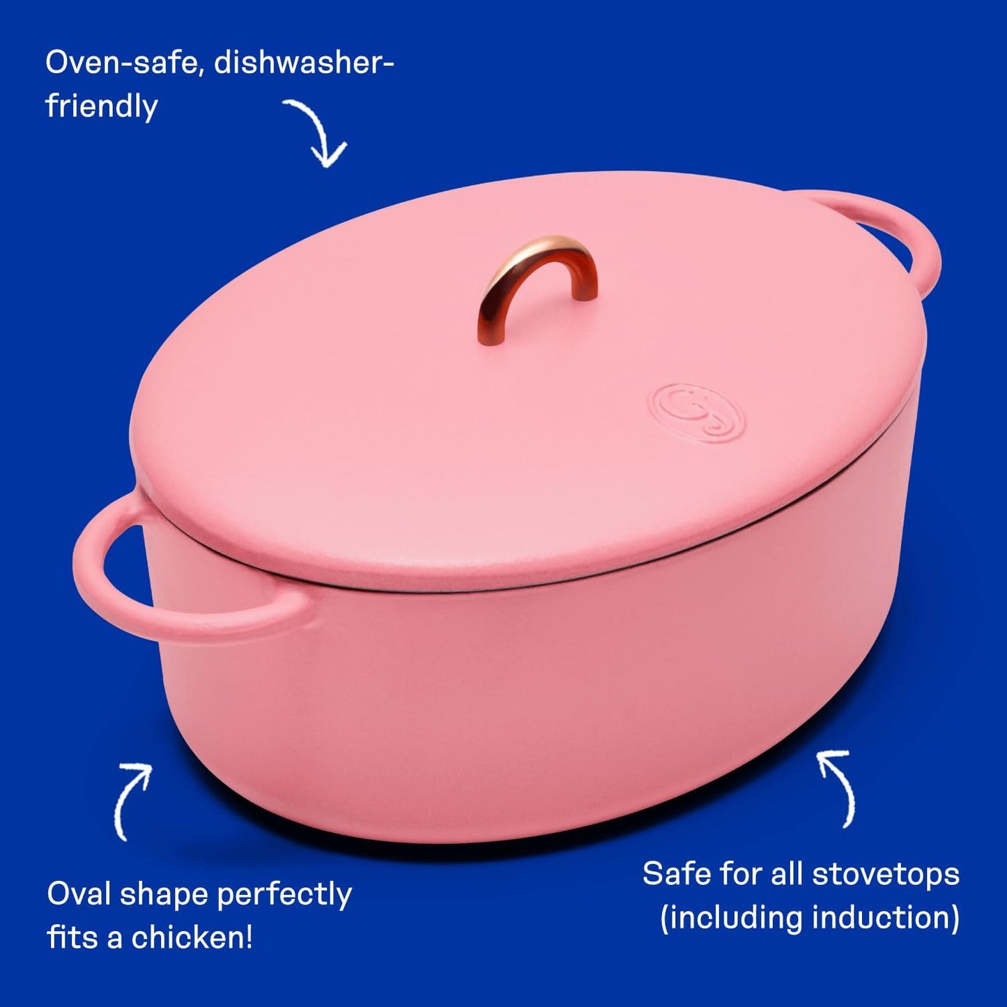 Great Jones Dutchess Cast Iron Dutch Oven Pot With Lid (Taffy) - Large 6.75 Quart Size, Dual Handles - All Stovetop Safe - 500° Dutch Oven For Bread Baking | Dishwasher Friendly