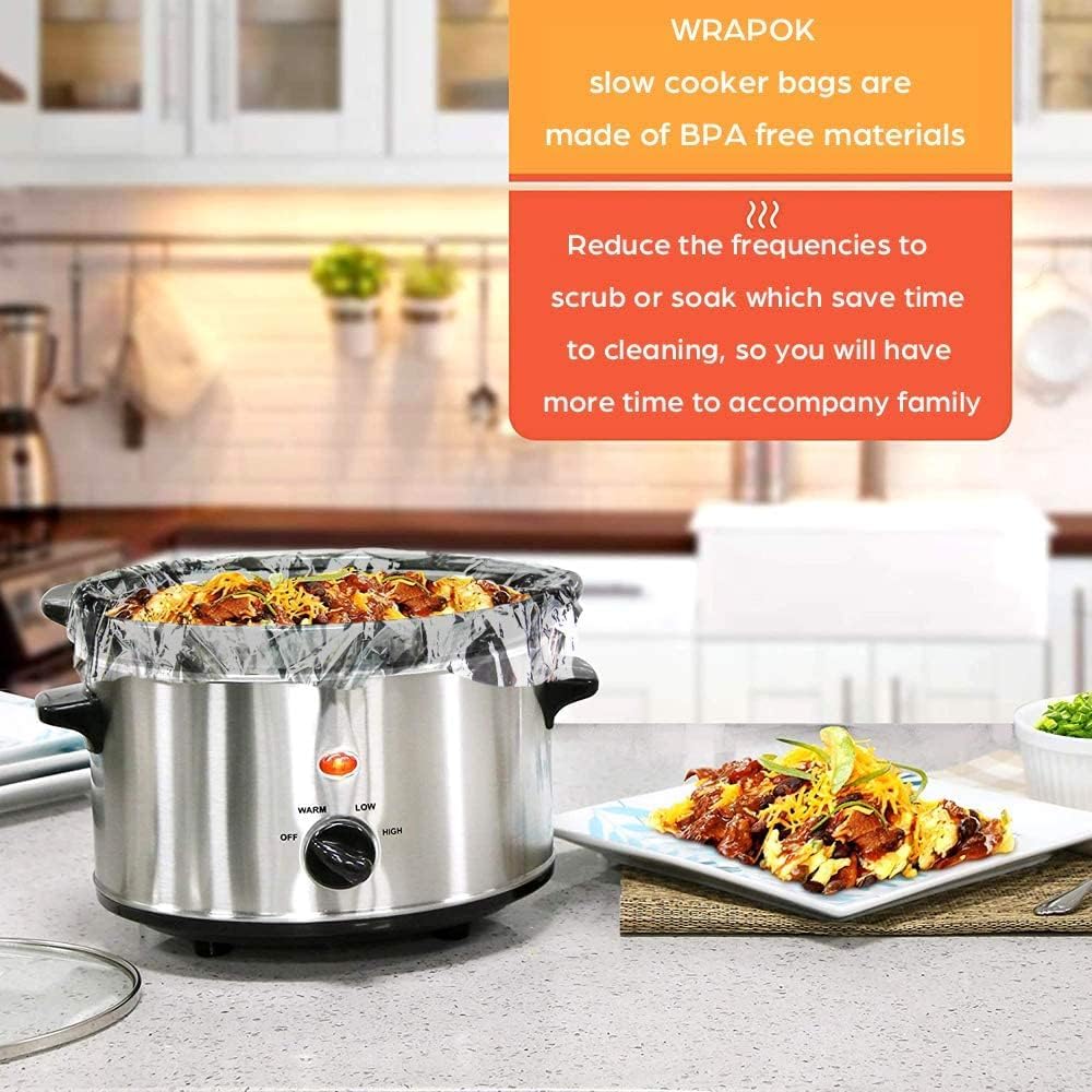 ECOOPTS Slow Cooker Liners (40 Liners), 13" × 21" Pot Liners Fit 3-8 Quarts, Disposable Cooking Bags Suitable for Oval & Round Pot, BPA Free (13" × 21")