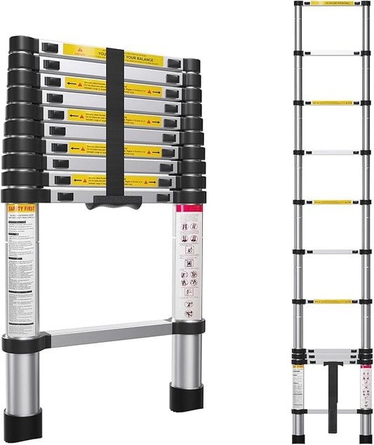 12.5FT Telescoping Ladder- Multi-Purpose Aluminum Extension Ladder Adjustable Compact Ladder for Household, RV, Outdoor, 330lbs Max Capacity…