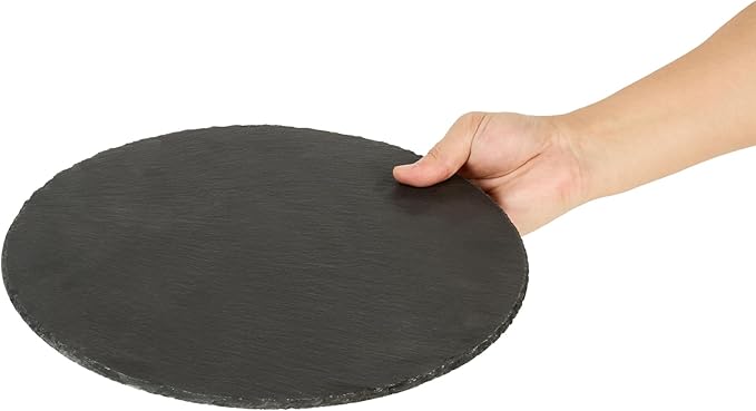 Restaurantware Slate Serving Trays 4 Pack of 11.81" Foam Feet Charcuterie Stone Plates Rustic Edges Freezable Black Square Serving Display Cheese Boards for Kitchen, Gourmet, Dining, Parties