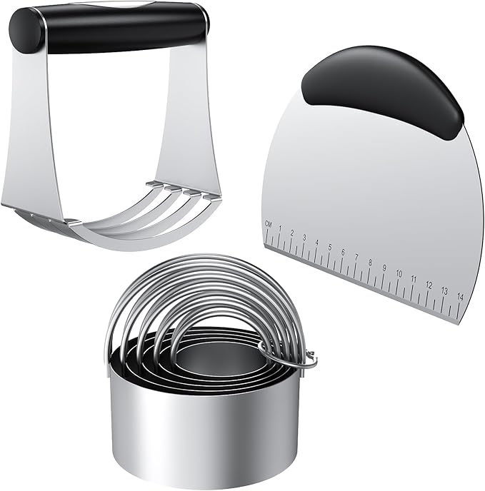 Biscuit Cutter Set, Dough Blender, Pastry Cutter, Biscuit Cutter, Dough Cutter,Pastry Cutter Set, Round Sifter,Baking Dough Tools for Cooking Cookies (3 Pcs/Set)