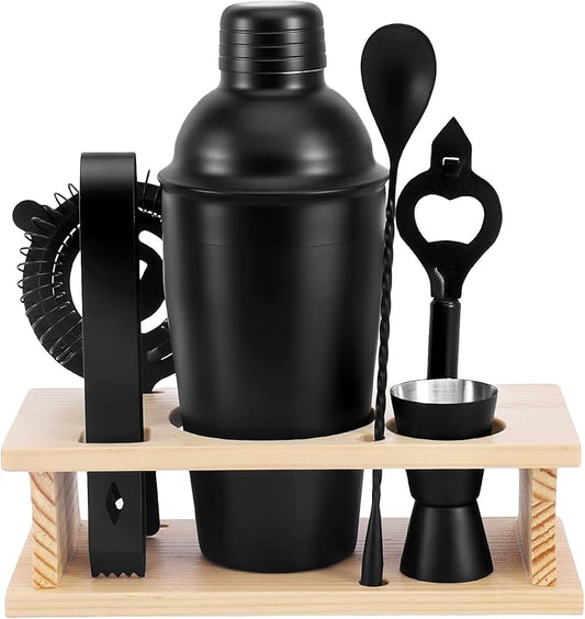 Cocktail Shaker Set Stainless Steel Bartending Kit 18.6oz Cocktail Bar Set Cocktail Mix Drink Making Kit Professional Bar and Home Drink Bar Tools for Bartender (Matte Black, 7Pcs)
