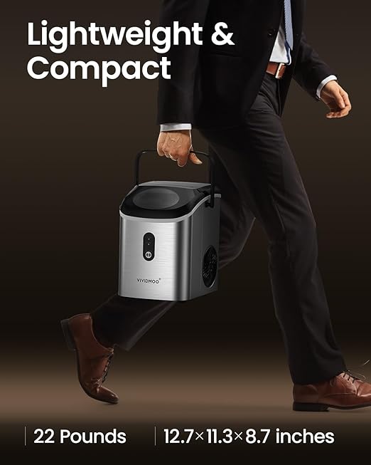 Nugget Ice Maker Countertop, 34lbs/24H Pebble Ice Machine, Self-Cleaning Sonic Ice Maker with Basket & Scoop, Compact Pellet Ice Maker for Home/Office/Kitchen/RV/Party, Stainless Steel