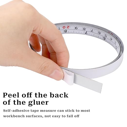 2 Pack Measure Tape with Adhesive Backing,39'' Left to Right Metal Self-Adhesive Measuring Tape Sticky Measure Tape Double Scale Sticky Tape Measure Workbench Ruler for Woodworking,Saw,Drafting Table