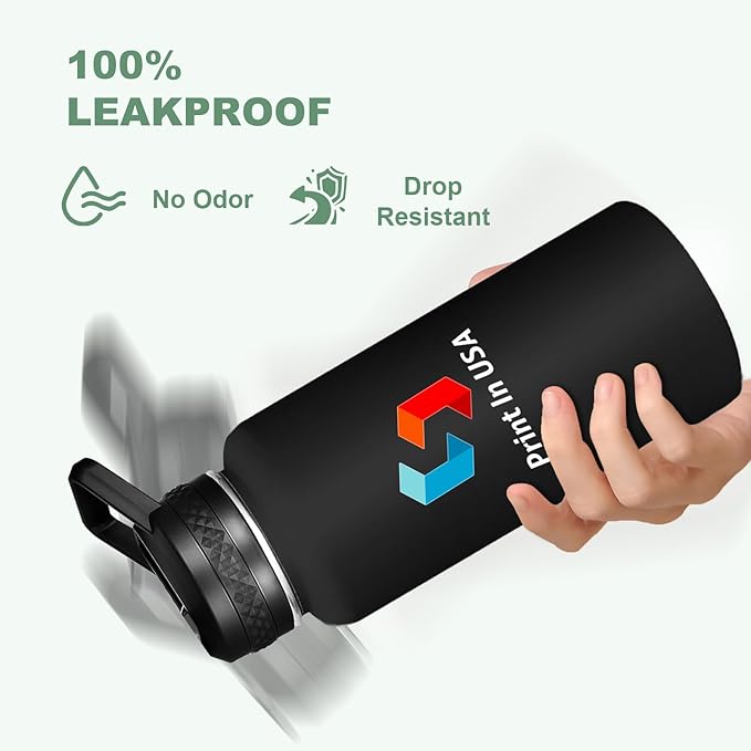 Personalized Custom Print in USA Water Bottle 50Pcs 32oz Stainless Steel Double Wall Coffee Cup with Lid & Straw Insulated Tumbler with Colorful Text Logo Photo