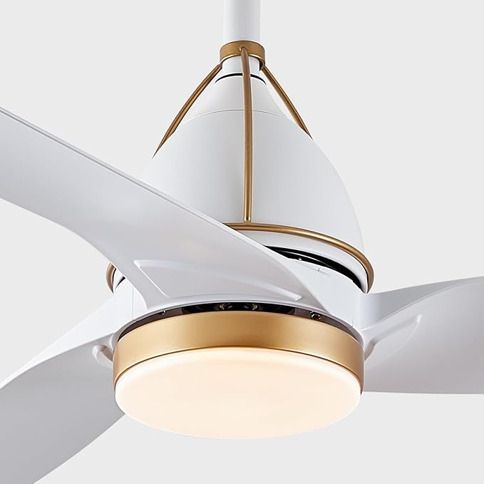 56inch White Ceiling Fan with Lights 3-Blade Modern Ceiling Fans Kitchen Ceilings Fans Light with Remote Control Outdoor Ceiling Fan Lighting for Patio Living Room Bedroom