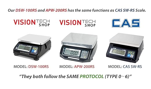 VisionTechShop DSW-100RS POS Interface Portion Food Scale with Most ECR's and POS Systems, Lb/Oz/Kg/g Switchable, 30lb Capacity, 0.01lb Readability, Dual Display, NTEP #22-007, NSF Certified