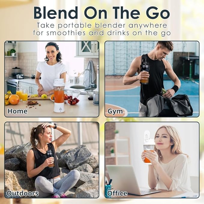 Personal Blender Wireless 24oz Cordless Mini 360 Watt Portable Blender-for Smoothies Freshly Squeezed Juices 6000mAh Self Cleaning and BPA Free Portable Juicer with 6 Sharp Blade Carbon Black