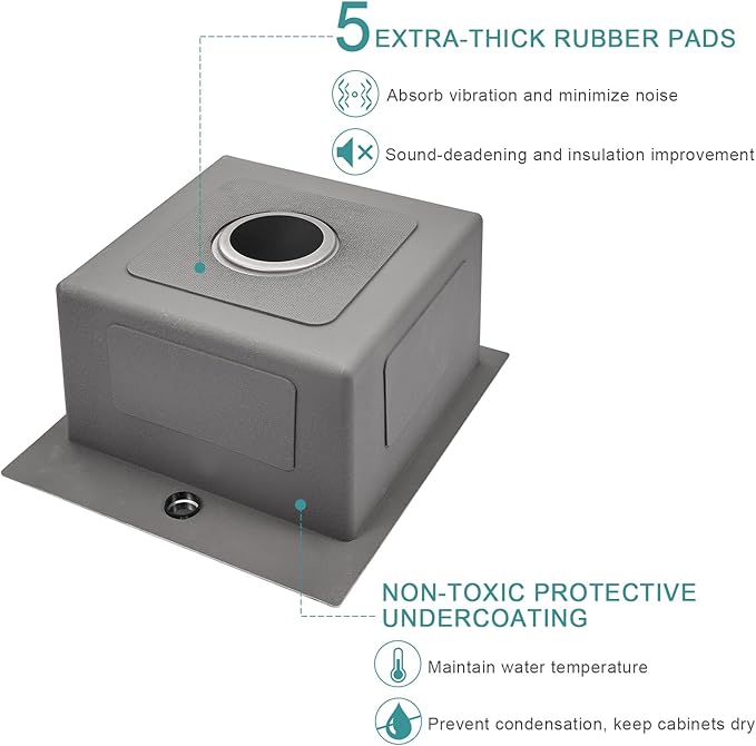 13 × 15 x 8 inch Drop in Bar Sink, Topmount Small Kitchen Sink Single Bowl, Handmade T-304 Stainless Steel Overmount Kitchen Bar Sink with Basket Strainer