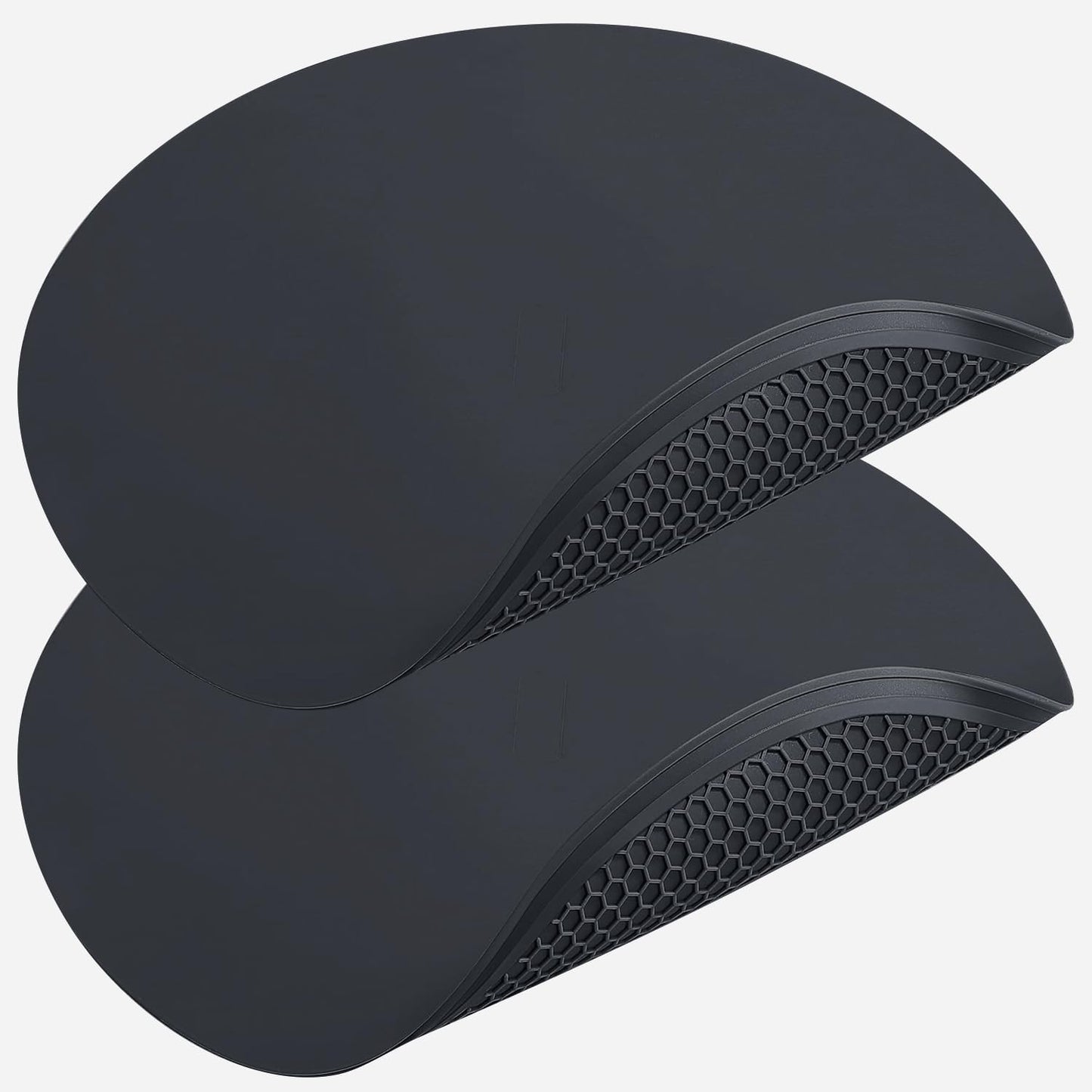 Silicone Microwave Mats, 12" Extra Large Multi-Use Microwave Mat Heat Resistant Silicone Trivet Mat Pot Holders Hot Pads for Kitchen, Silicone Cover Pad for Microwave Oven Hot Pot Pans, Black 2Pack