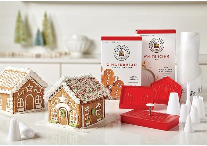 King Arthur Baking Company 3-D Gingerbread House Cutters and Embossing Set, BPA Free, PFA Free, 3-Piece Set
