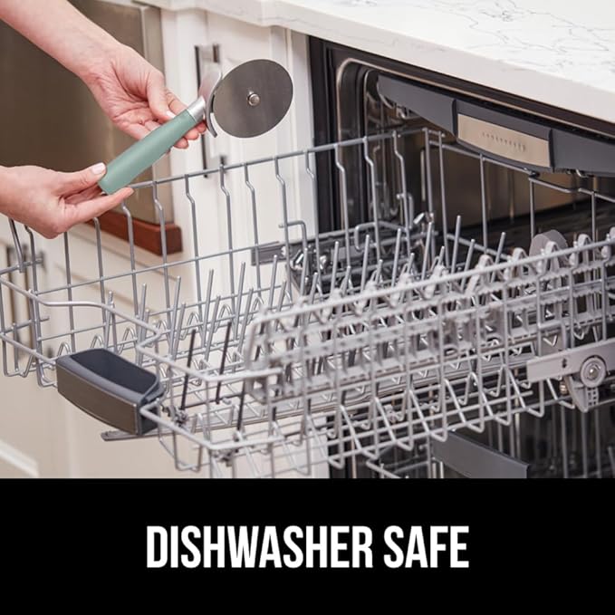 GORILLA GRIP BPA-Free Large Pizza Cutter Wheel, 9 Inch, Sharp Stainless Steel Blade, Slip Resistant Handle with Thumb Guard Protection, Slice Thick or Thin Pizzas, Pie, Pastries in Seconds, Mint