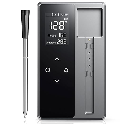 Smart Wireless Meat Thermometer with Ultra-Thin Probe, Digital Food Thermometer 0.5S Instant Read, 600FT Bluetooth Range Real-Time Monitoring & Smart Alerts for BBQ, Grill, Smoker, Oven, Air Fryer