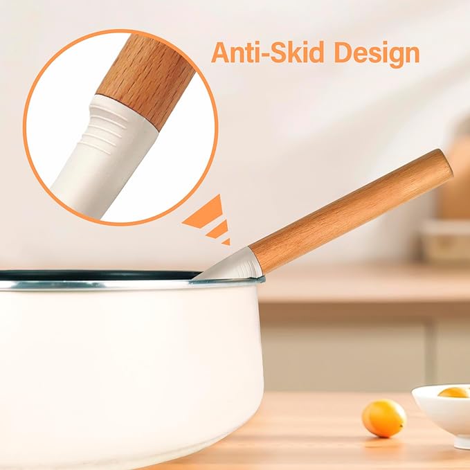 Large Silicone Cooking Utensils Set, 10Pcs Nonstick Kitchen Utensil Set with Wooden Handle, Heat Resistant Silicone Utensils for Cooking, BPA Free Spatula Set with Turners Spoon Ladle Skimmer(White)