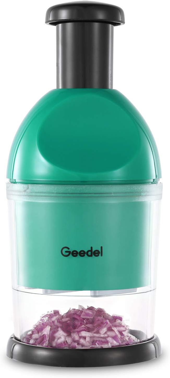 Geedel Food Chopper, Easy to Clean Manual Hand Vegetable Chopper Dicer, Dishwasher Safe Slap Onion Chopper for Veggies Onions Garlic Nuts Salads