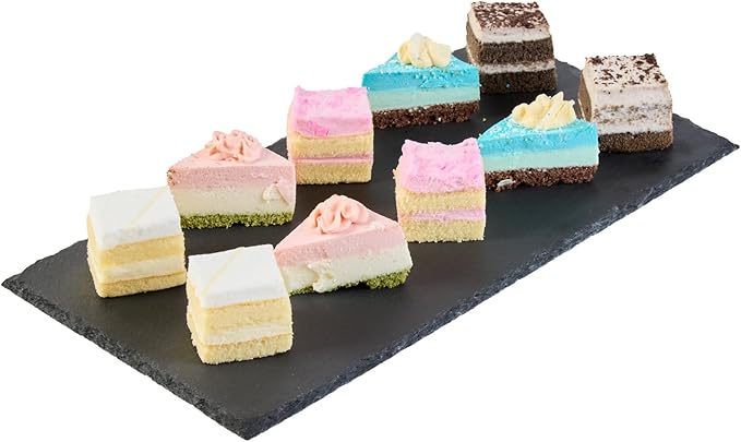 Restaurantware Slate Serving Trays 4 Pack of 11.8" x 6" Foam Feet Charcuterie Stone Plates Rustic Edges Freezable Black Serving Display Cheese Boards for Kitchen, Gourmet, Dining, Parties