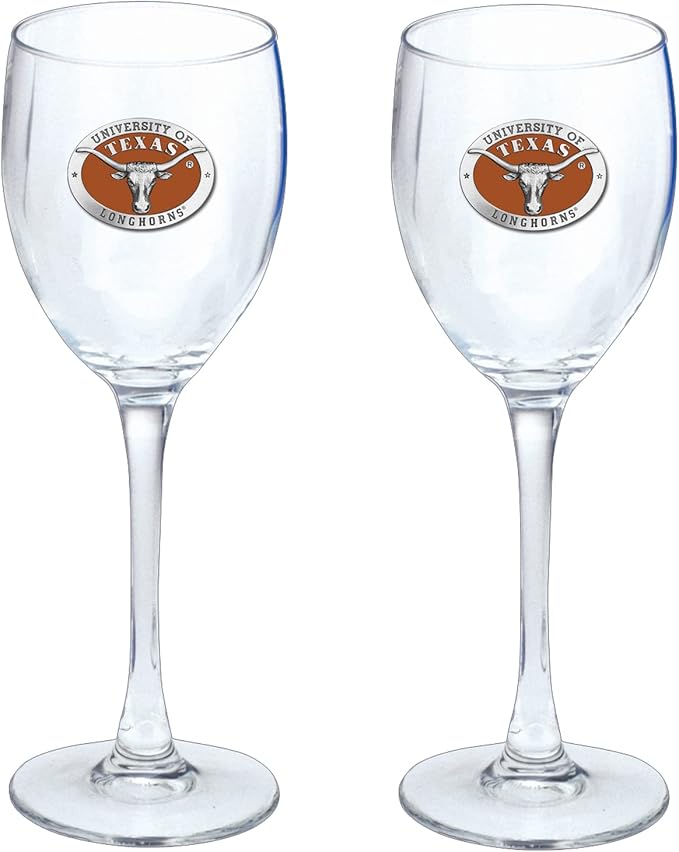 Heritage Pewter Texas Longhorns Glass Goblets – Set of 2 | 12 OZ Goblet Wine Glasses | Expertly Crafted Pewter Glass