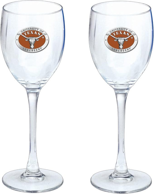 Heritage Pewter Texas Longhorns Glass Goblets – Set of 2 | 12 OZ Goblet Wine Glasses | Expertly Crafted Pewter Glass