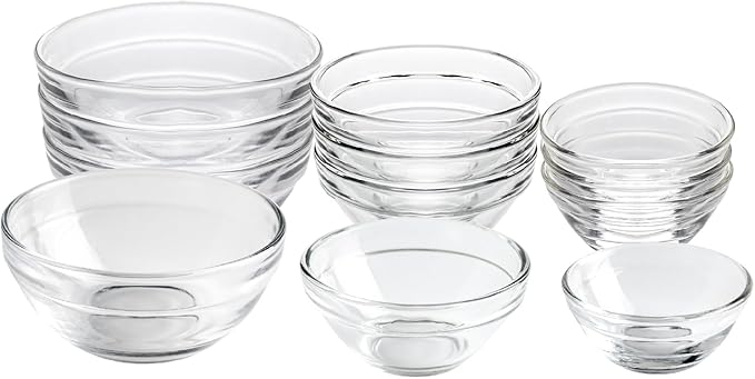 HillSpring 3 Sizes of Glass Prep Bowl Sets, Clear Small Pinch Bowls for Salt, Spices and Chopped Ingredients, 1.5oz/2.5oz/3.5oz, Set of 12