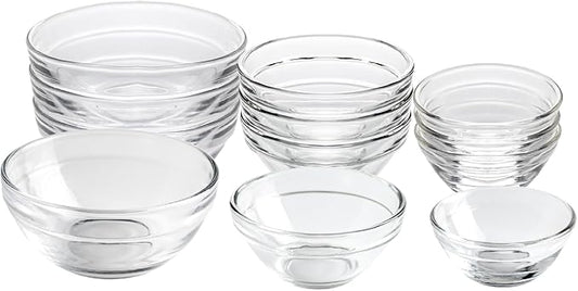 HillSpring 3 Sizes of Glass Prep Bowl Sets, Clear Small Pinch Bowls for Salt, Spices and Chopped Ingredients, 1.5oz/2.5oz/3.5oz, Set of 12