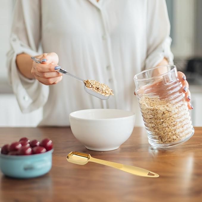 2 Pcs 3/4 Teaspoon(| 3.75 mL | 3/4 Tsp | 1/4 Tbsp | 3.75 cc | 1/8 oz) Stainless Steel Single Measuring Spoon, Long Handle Metal Measuring Spoon, Kitchen Gadgets for Cooking & Baking(Gold)