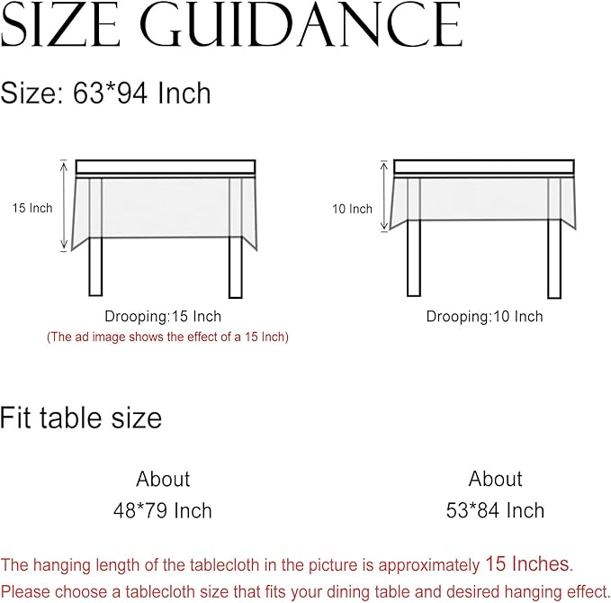 French Tablecloth for Rectangle Tables,Linen Table Cloth with Red Flowers Pattern,Heavy Durable Table Cover for Dining Thanksgiving Kitchen Decor Party Banquet Christmas,63"*94"