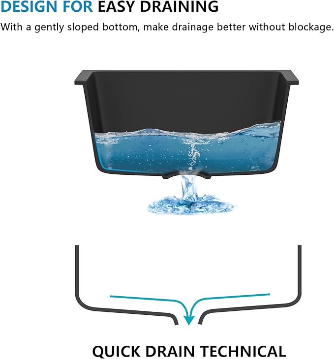 24 Undermount Laundry Sink - Fulorni 24"x18" Laundry Room Utility Sink Undermount Matte Black Granite Composite Quartz Classic 12 Inch Deep Single Bowl Under Counter Basin