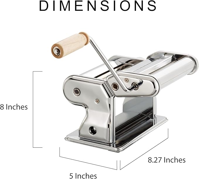 Fante’s Double Cutter Classic Pasta Maker, Hand-Crank Noodle Press with Adjustable Thickness Settings for Fresh Homemade Pasta, Dumplings