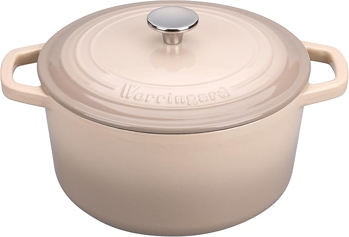 Enameled Cast Iron Dutch Oven Pot with Lid, for Bread Baking, Round Bread Oven- include Sourdough Bread Baking Supplies Set, 4.5QT, Latte