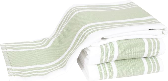 All-Clad Dual-Purpose Kitchen Towels: Highly Absorbent - 100% Cotton, 17"x30" Dish Towels for Cleaning & Drying Dishes & Glassware, 3-Pack, Fennel