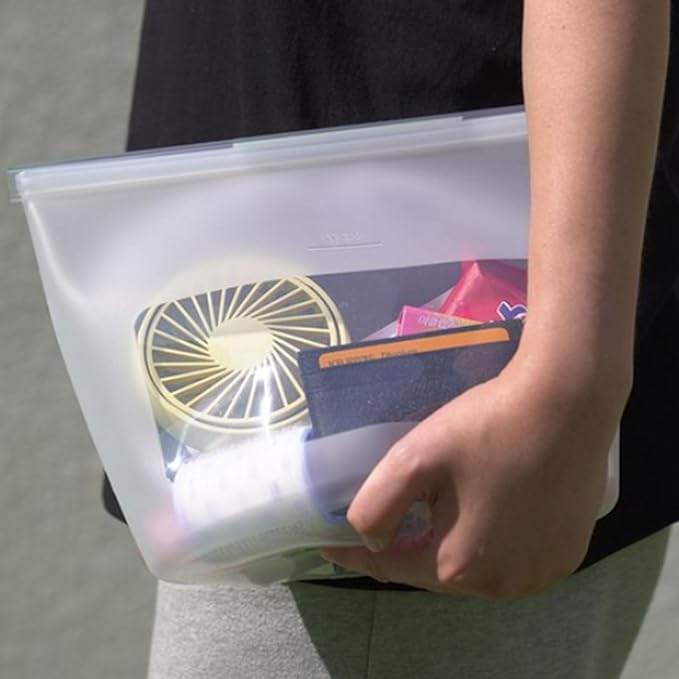 Reusable Silicone Food Storage Bags 4-Pack with 1 Sandwich, 1 Lunch, 1 Half-Gallon and 1 Gallon, Multi-Use & Sous Vide Stand-Up Container for Soup and Leftovers, Microwave, Dishwasher and Freezer Safe