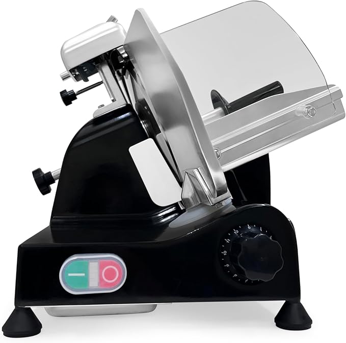 KWS MS-10XS Premium 320W Electric Meat Slicer 10-Inch in Black with 304 Stainless Steel Blade, Frozen Meat/Deli/Cheese/Food Slicer Low Noises Commercial and Home Use [ ETL, NSF Certified ]