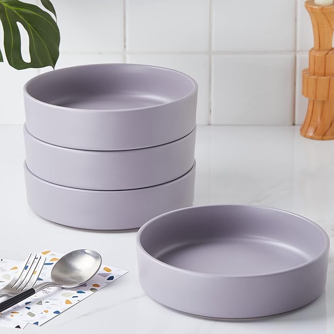 Stone Lain Cleo Modern Stoneware 16-Piece Dinnerware Set, Plates and Bowls Set, Dish Set Service For 4, Light Gray