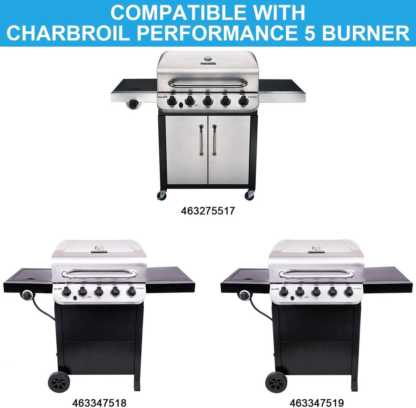 Griddle Inserts for Charbroil Performance 5 Burner Grill, Flat Top Griddle for Charbroil Grill 463275517 463243518 463243519 463275717 463372017 463348017, Replace for G470-0002-W1 G470-0003-W1