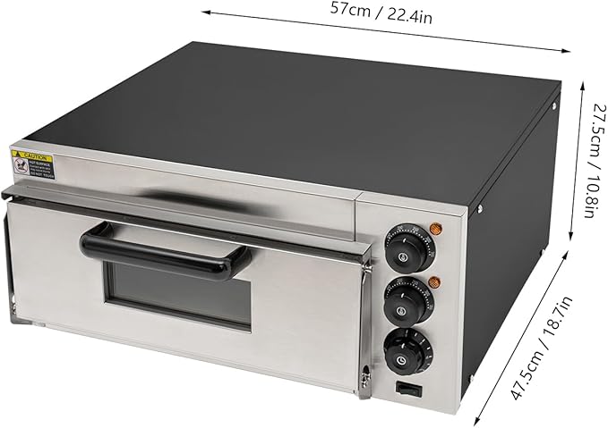 Commercial Pizza Oven Indoor Pizza Oven 16 Inch Electric Countertop Pizza Maker Machine, 1800W Stainless Steel Pizza Cooker with Pizza Stone, 122-662°F & 30Min Timer for Restaurant & Home