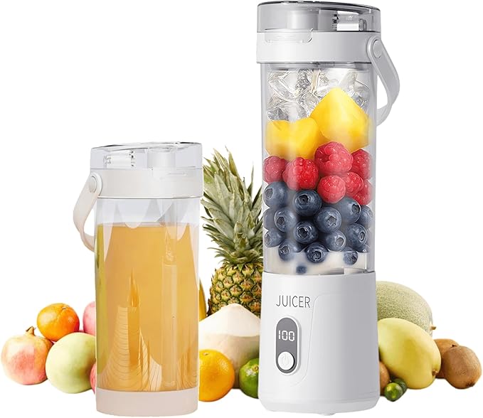 Personal Portable Cordless Blender for Shakes and Smoothies and Juice,21 Oz USB-C Rechargeable Mini Mixer with Extra Lid for Travel, Office, Gym