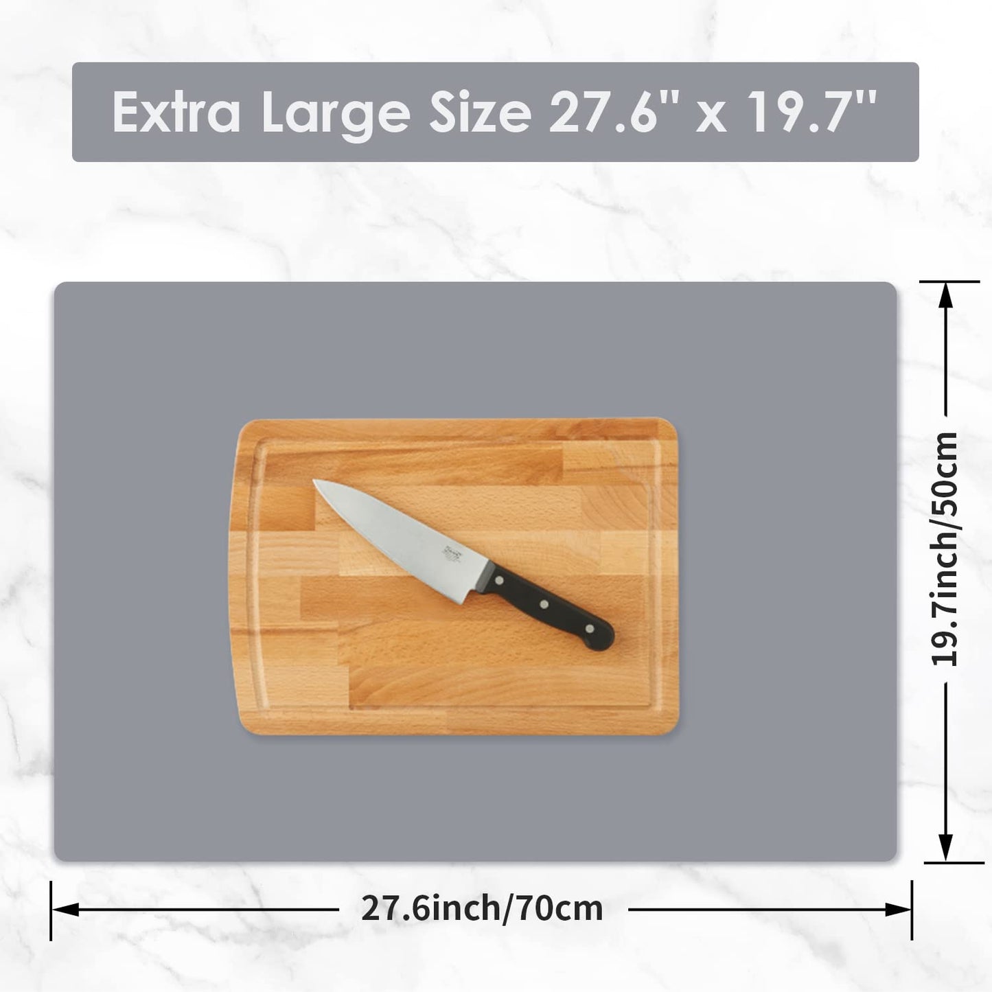 Extra Large Silicone Mats For Kitchen Counter, 27.6'' x19.7'' Silicone Placemats for Kids, Nonstick Nonskid Silicone Mat for Baking Crafts, Waterproof Heat Resistant Mat Coffee Mat, Dark Gray, 1Pcs