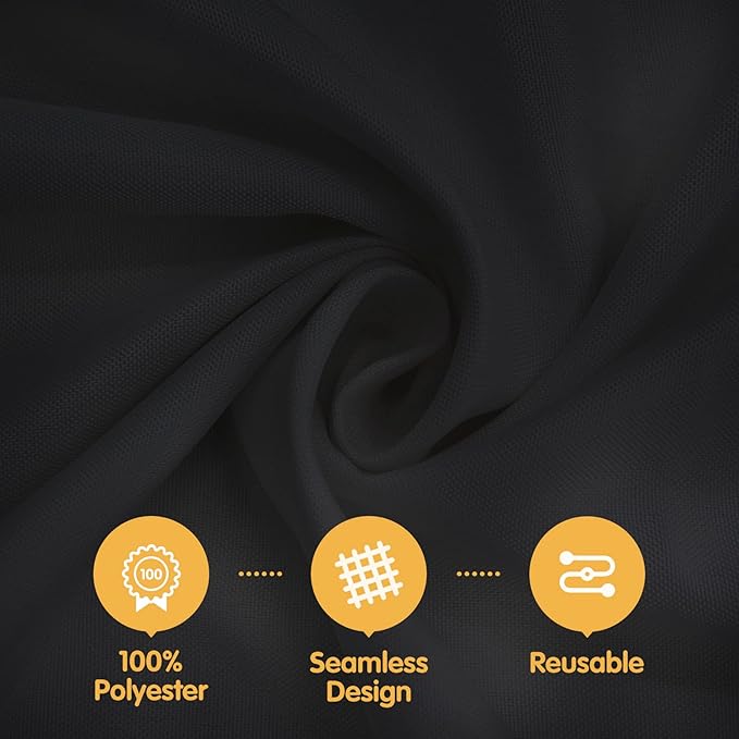 BRILLMAX 4 Pack Black Round Tablecloths 108 Inch - Circle Bulk Linen Polyester Fabric Washable Table Cloth Cover for Wedding Reception Banquet Birthday Party Buffet Restaurant