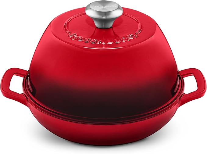 Signature Enameled Cast Iron Sourdough Bread Oven | Non-Stick with Tight Fitting Lid for Perfect Baking and Bread Making | 6QT Round Oven With Lid [Red]