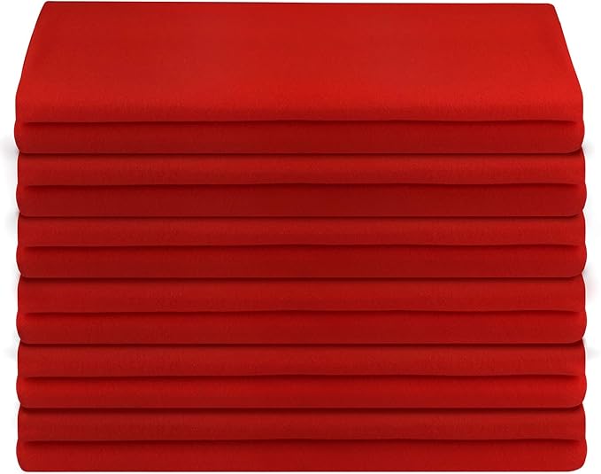 DG Collections 100% Cotton Flour Sack Towels – 12 Pack, 27x27 Inches, Red, Lint-Free, Pre-Washed, Hemmed Edges – Reusable Kitchen Towels for Cleaning, Embroidery, Printing & Crafts - Red