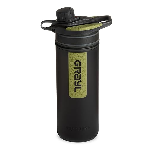 GRAYL GeoPress 24 oz Water Purifier Bottle - Filter for Hiking, Camping, Survival, Travel (Black Camo)