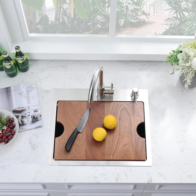 20 Inch Drop in Kitchen Sink, Single Bowl 16 Gauge Stainless Steel Topmount Small Kitchen Bar Sink Outdoor RV Workstation Basin (20"x17"x10")