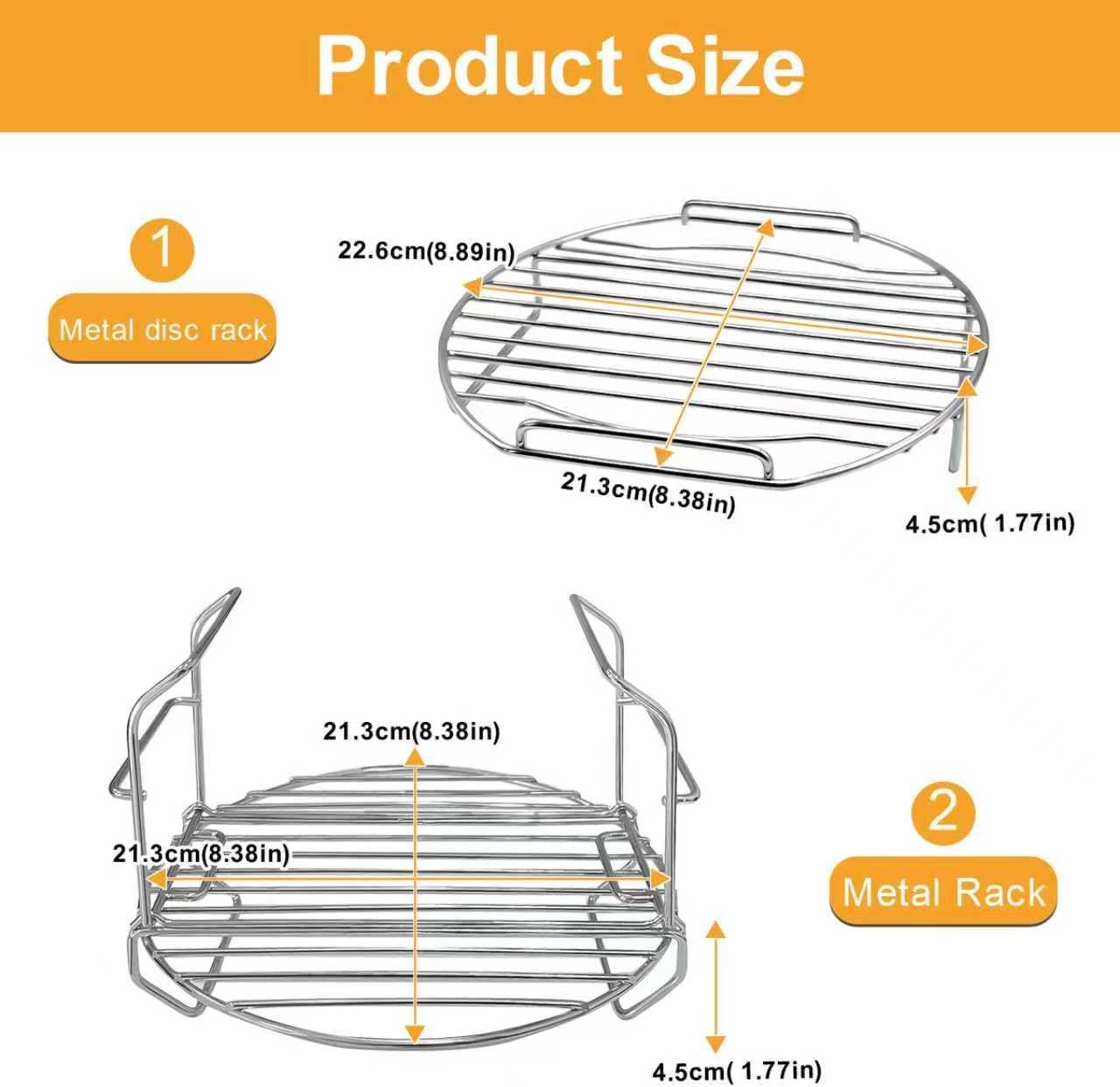 GCQ Air Fryer Accessories for Ninja Foodi FD401 12 IN 1 OS401 10 IN 1 8 Quart Pressure Cooker, Replacement Stainless Steel Air Fryer Wire Rack Replacement Parts, Dishwasher Safe