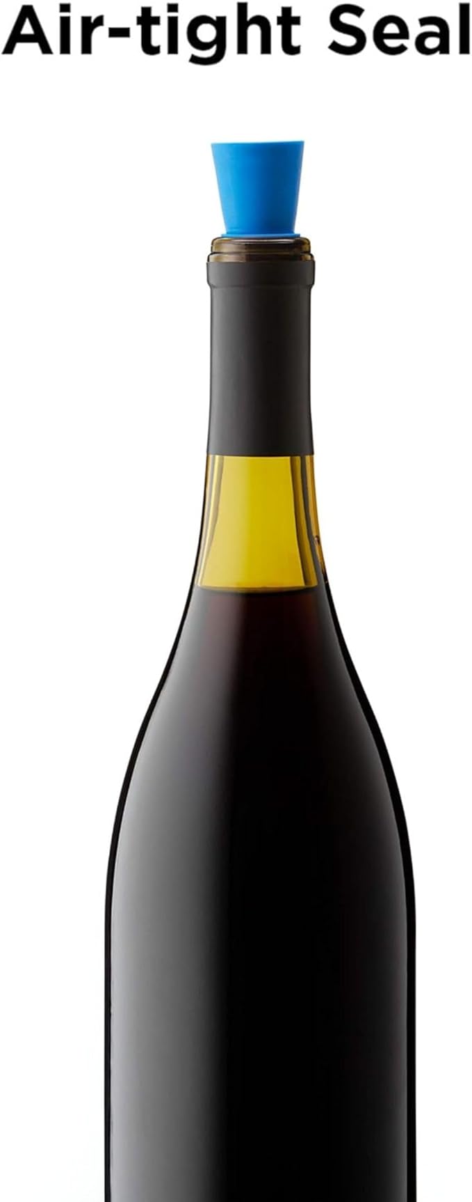 Rabbit Wine and Beverage Bottle Stoppers with Grip Top (Blue, Set of 2)