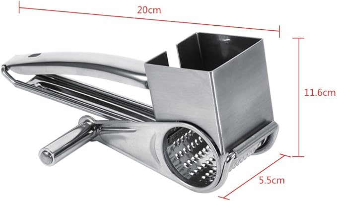 Cheese Grater, Multipurpose Stylish Design Kitchen Stainless Steel Rotary Cheese Grater Shred Tool